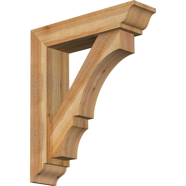 Ekena Millwork Balboa Traditional Rough Sawn Bracket w/ Offset Brace, Western Red Cedar, 6"W x 24"D x 28"H BKT0604X24X28BOA01RWR - main